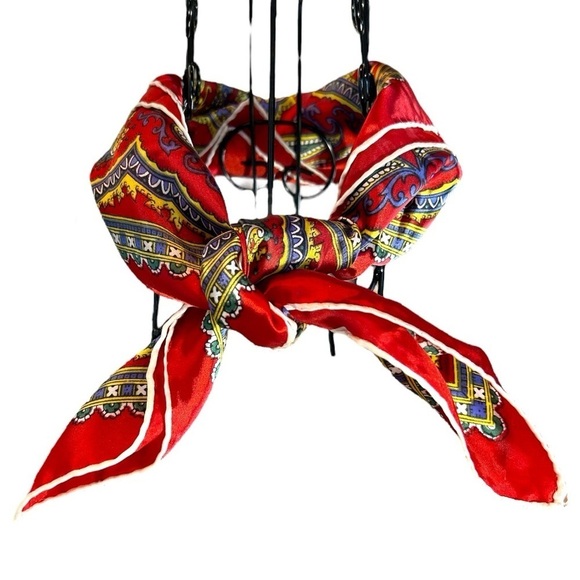 Vintage Red Paisley Rolled Edge Square Scarf - Picture 3 of 10